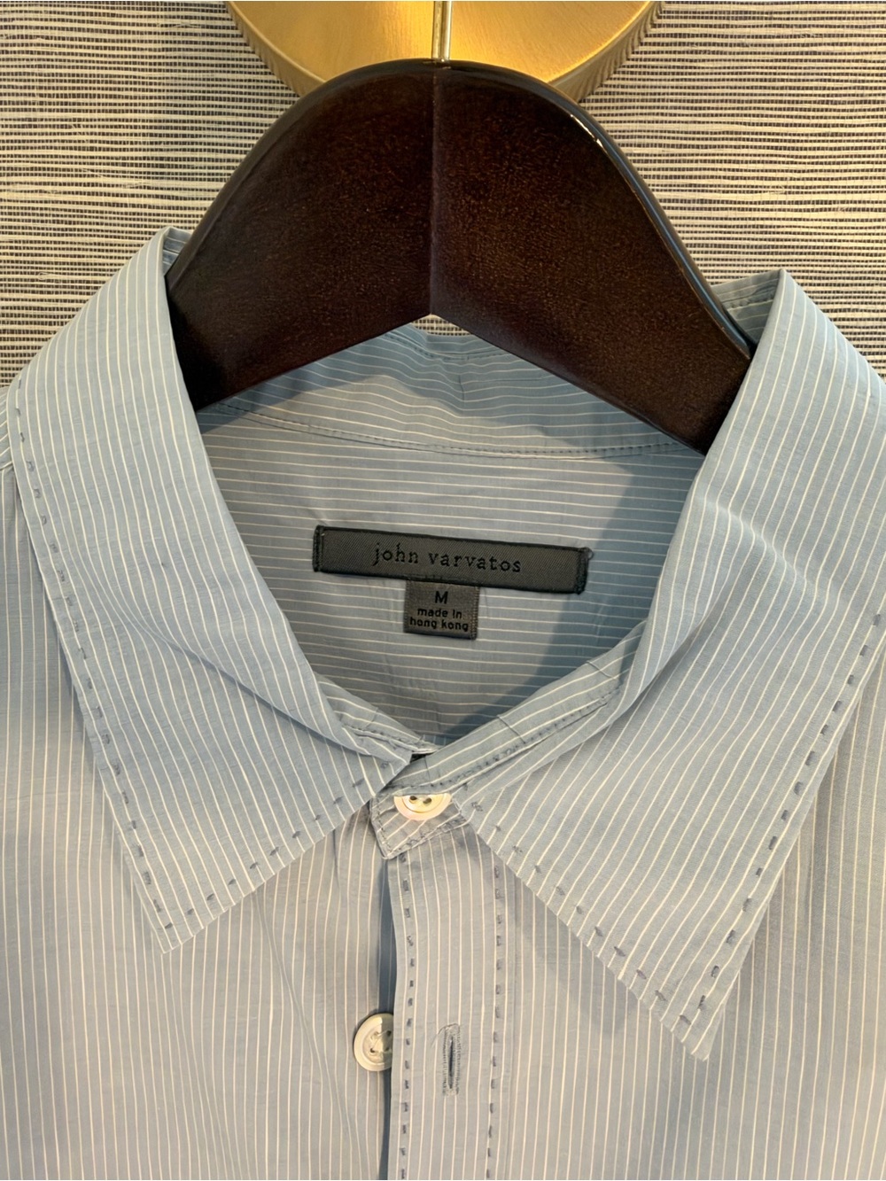 John Varvatos Light Blue Pinstripe Casual Button-Down Shirt